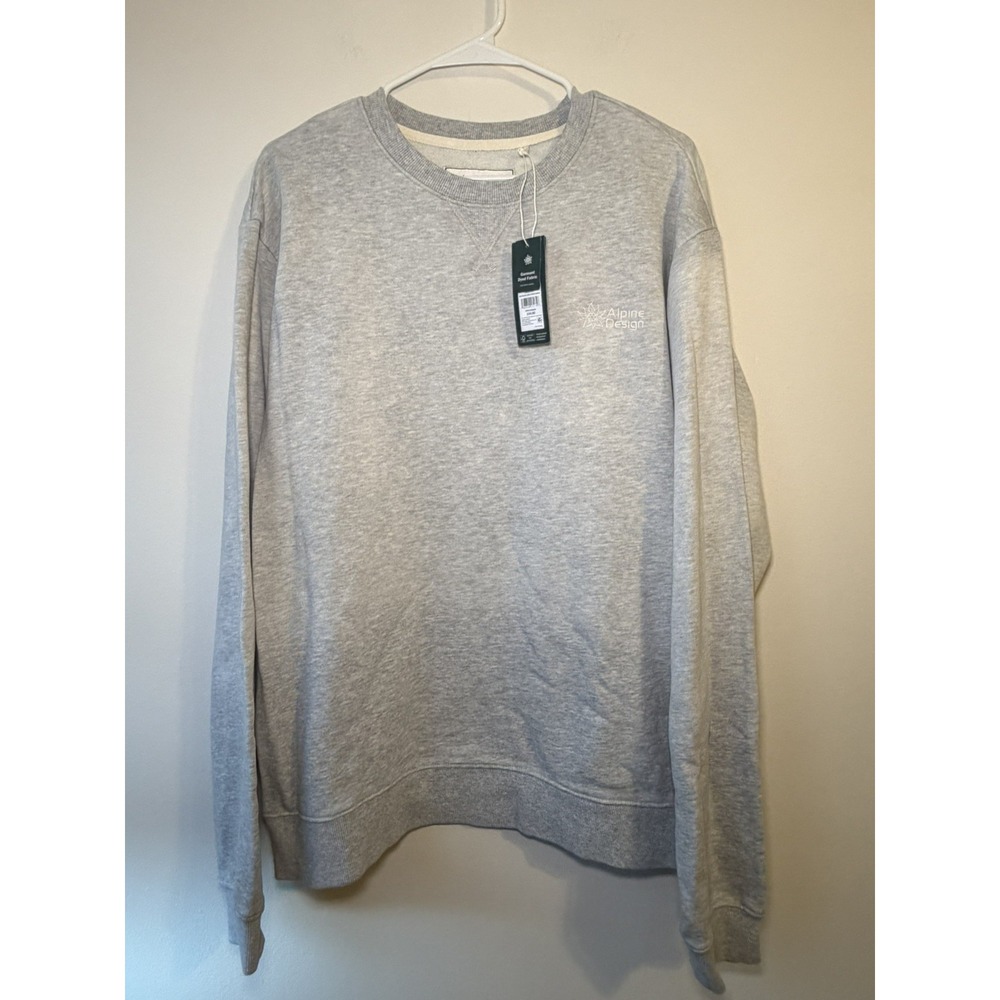 Alpine Designs Men's XL French Terry Crew Neck Medium Gray Heather Sweatshirt